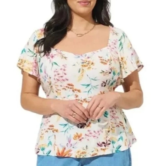 Torrid Carrie Floral Peplum Challis Top - Picture 1 of 4